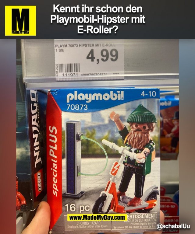 Kennt ihr schon den<br />
Playmobil-Hipster mit<br />
E-Roller?<br />
@schabalUu<br />
(BILD)