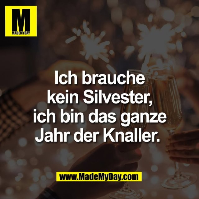 Ich brauche<br />
kein Silvester,<br />
ich bin das ganze<br />
Jahr der Knaller. 