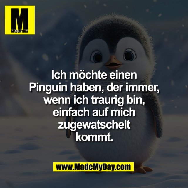 Ich möchte einen<br />
Pinguin haben, der immer,<br />
wenn ich traurig bin,<br />
einfach auf mich<br />
zugewatschelt<br />
kommt.