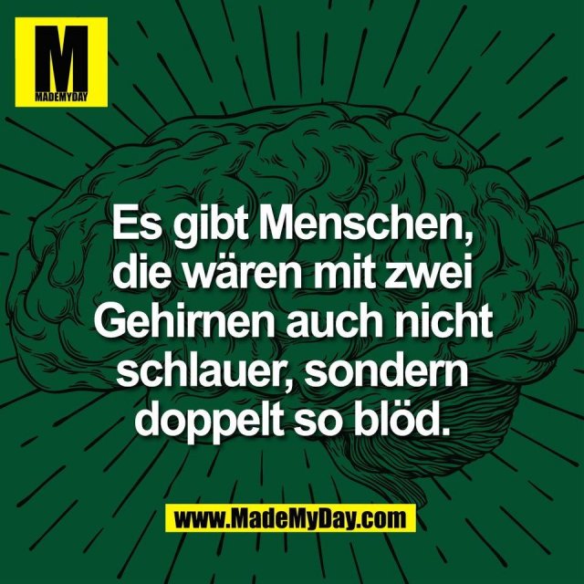 Es gibt Menschen,<br />
die wären mit zwei<br />
Gehirnen auch nicht<br />
schlauer, sondern<br />
doppelt so blöd.