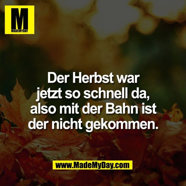 Der Herbst war<br />
jetzt so schnell da,<br />
also mit der Bahn ist<br />
der nicht gekommen.