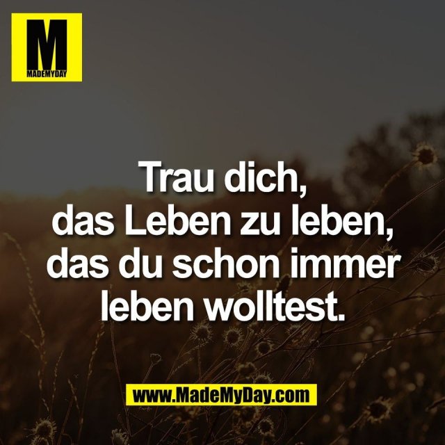 Trau dich,<br />
das Leben zu leben,<br />
das du schon immer<br />
leben wolltest.