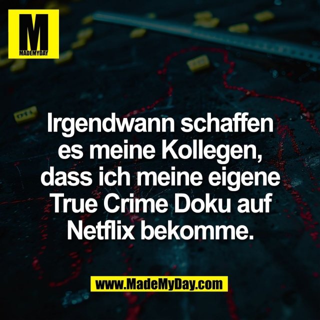 Irgendwann schaffen<br />
es meine Kollegen,<br />
dass ich meine eigene<br />
True Crime Doku auf<br />
Netflix bekomme.