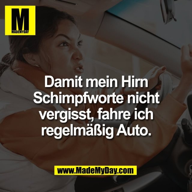 Damit mein Hirn<br />
Schimpfworte nicht<br />
vergisst, fahre ich<br />
regelmäßig Auto.