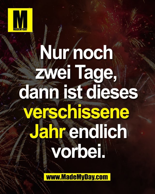 Nur noch <br />
zwei Tage, <br />
dann ist dieses<br />
verschissene <br />
Jahr endlich<br />
vorbei.