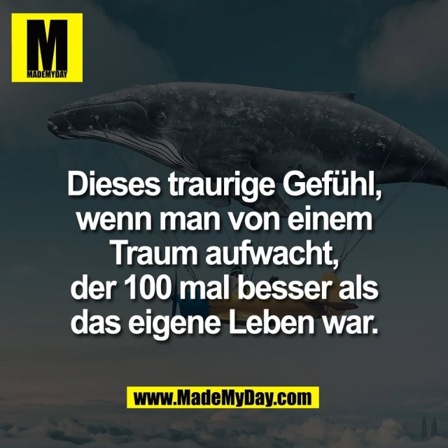 Dieses traurige Gefühl,<br />
wenn man von einem<br />
Traum aufwacht,<br />
der 100 mal besser als<br />
das eigene Leben war.