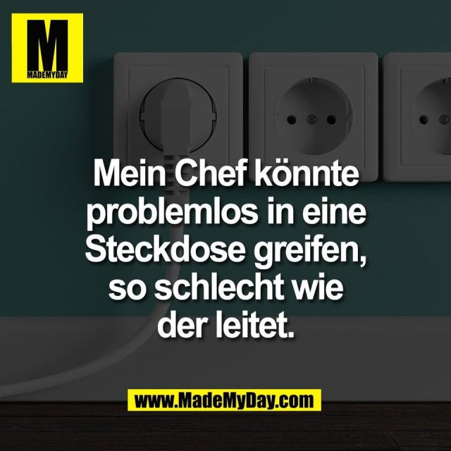 Mein Chef könnte<br />
problemlos in eine<br />
Steckdose greifen,<br />
so schlecht wie<br />
der leitet.