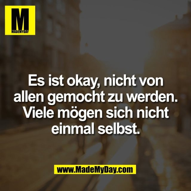 Es ist okay, nicht von<br />
allen gemocht zu werden.<br />
Viele mögen sich nicht<br />
einmal selbst.