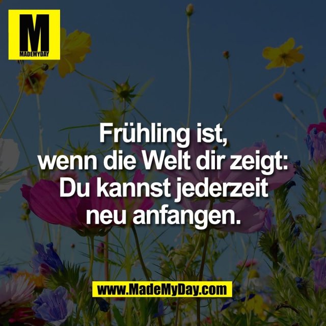 Frühling ist,<br />
wenn die Welt dir zeigt:<br />
Du kannst jederzeit<br />
neu anfangen.