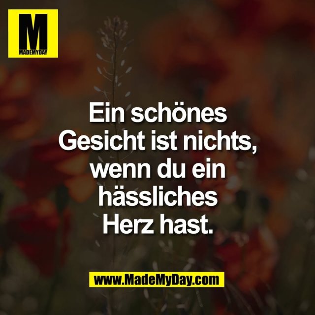 Ein schönes<br />
Gesicht ist nichts,<br />
wenn du ein<br />
hässliches<br />
Herz hast.