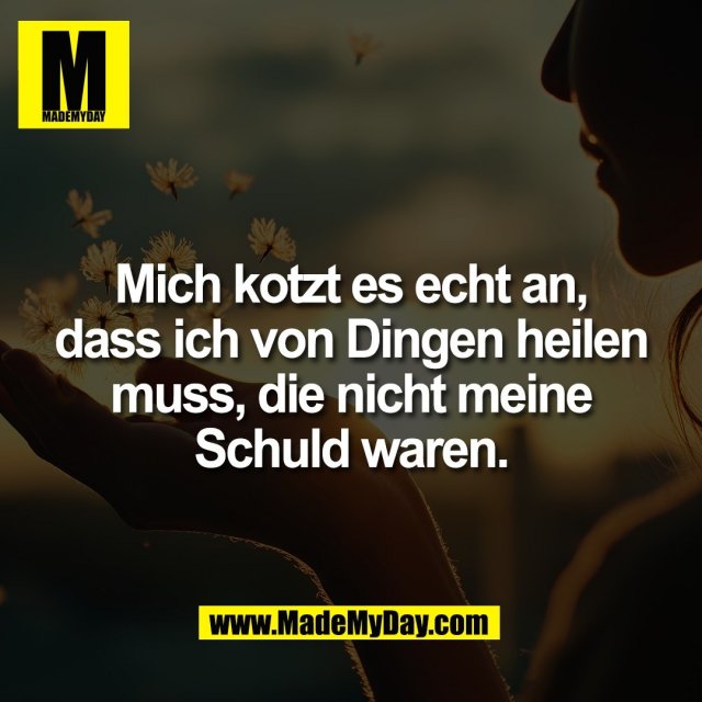 Mich kotzt es echt an,<br />
dass ich von Dingen heilen<br />
muss, die nicht meine<br />
Schuld waren.