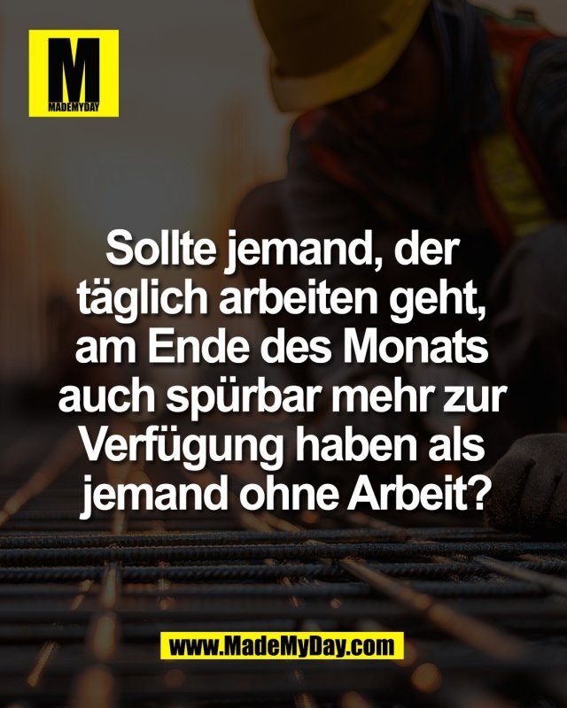 Sollte jemand, der <br />
t&auml;glich arbeiten geht, <br />
am Ende des Monats <br />
auch sp&uuml;rbar mehr zur <br />
Verf&uuml;gung haben als <br />
jemand ohne Arbeit?