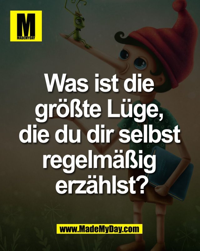 Was ist die <br />
gr&ouml;&szlig;te L&uuml;ge, <br />
die du dir selbst <br />
regelm&auml;&szlig;ig <br />
erz&auml;hlst?