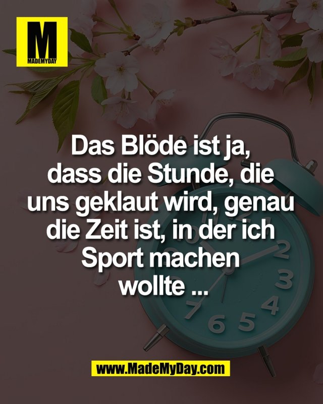 Das Bl&ouml;de ist ja, <br />
dass die Stunde, die <br />
uns geklaut wird, genau <br />
die Zeit ist, in der ich <br />
Sport machen <br />
wollte ...