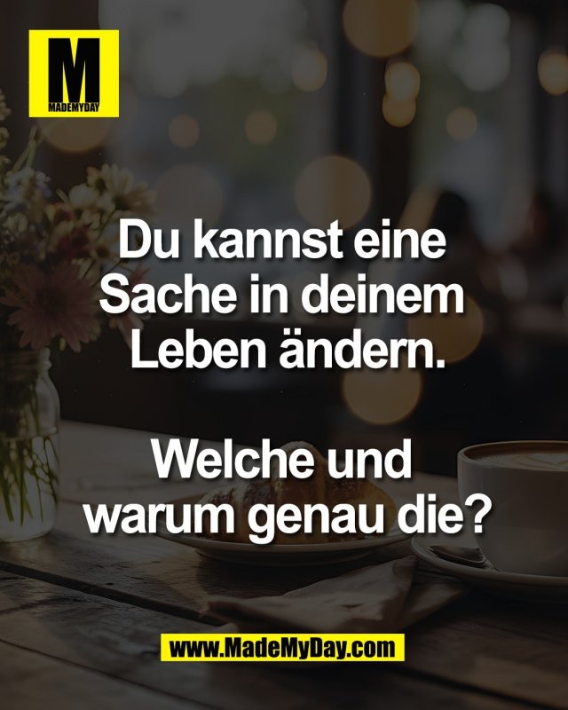 Du kannst eine <br />
Sache in deinem <br />
Leben &auml;ndern.<br />
<br />
Welche und <br />
warum genau die?