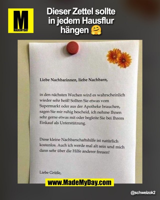 Dieser Zettel sollte<br />
in jedem Hausflur<br />
h&auml;ngen 🤗