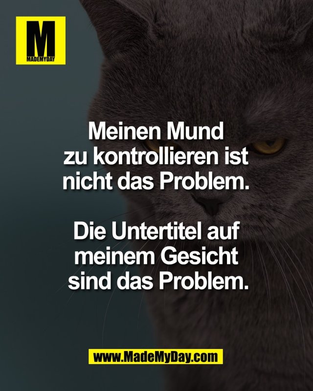 Meinen Mund <br />
zu kontrollieren ist <br />
nicht das Problem. <br />
<br />
Die Untertitel auf <br />
meinem Gesicht <br />
sind das Problem.