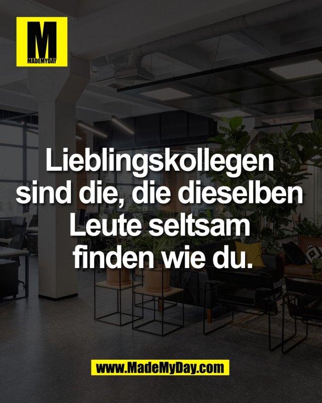 Lieblingskollegen <br />
sind die, die dieselben <br />
Leute seltsam <br />
finden wie du.