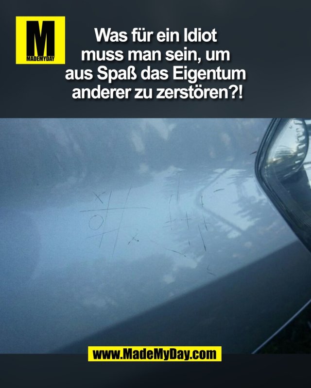 Was f&uuml;r ein Idiot <br />
muss man sein, um <br />
aus Spa&szlig; das Eigentum <br />
anderer zu zerst&ouml;ren?!<br />
(BILD)